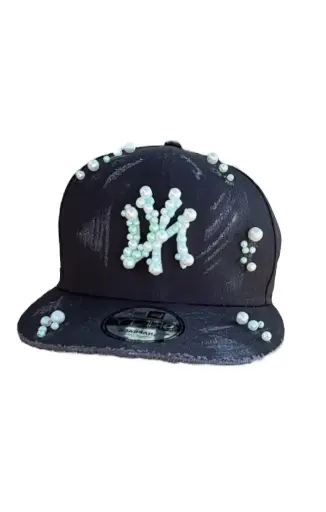 Casquette Bleue Foncée Perlée