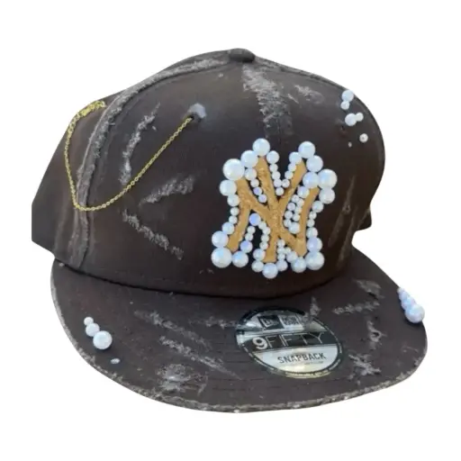 Casquette Perlée Marron